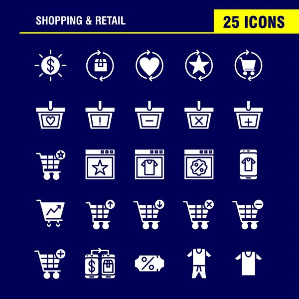 Shopping Solides Glyph Icon Pack Für Designer Und Entwickler Symbole — Stockvektor