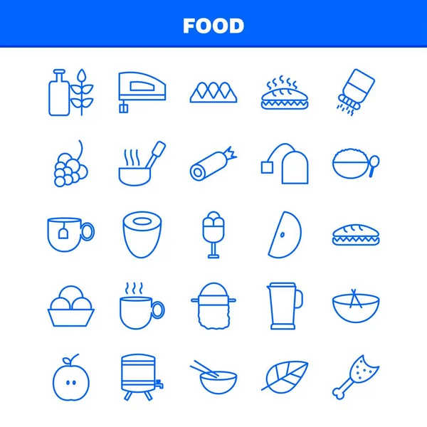 Set Iconos Línea Alimentos Para Infografías Kit Móvil Diseño Impresión — Archivo Imágenes Vectoriales