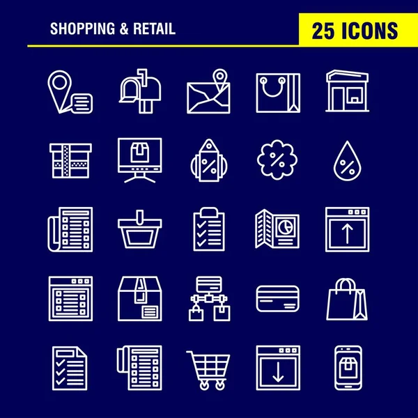 Shopping Line Icon Pack Designers Developers Icons Location Chat Sms — Stock Vector