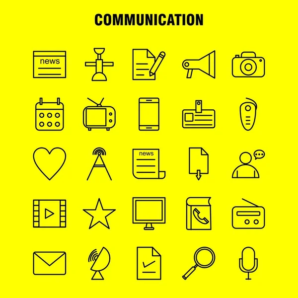 Los iconos de la línea de comunicación fijaron para las infografías, equipo móvil de UX / UI — Vector de stock