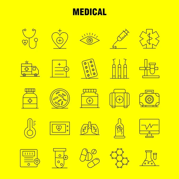 Набор Иконок Медицинской Линии Инфографики Мобильного Набора Дизайна Печати Включая — стоковый вектор