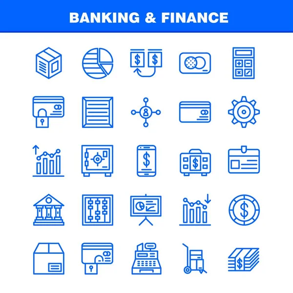 Banking Line Icon Pack Para Designers Desenvolvedores Ícones Análise Finanças — Vetor de Stock