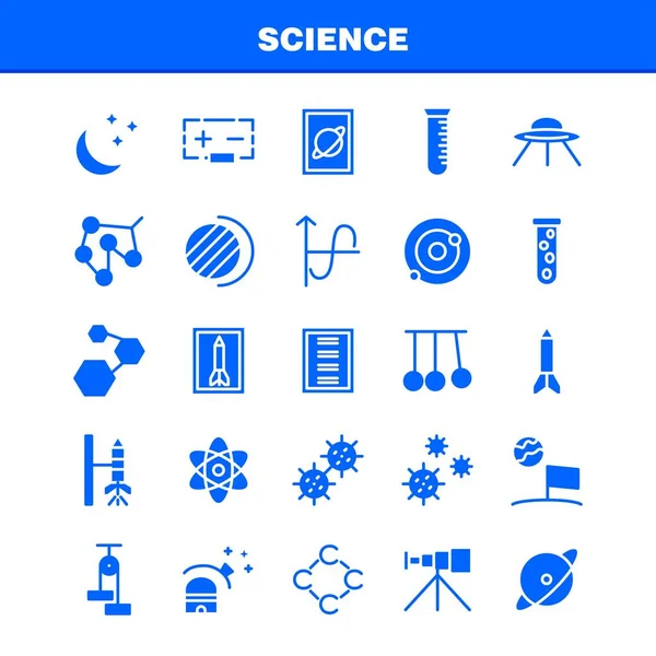 Paquete Iconos Glifos Sólidos Ciencia Para Diseñadores Desarrolladores Iconos Lanzamiento — Vector de stock