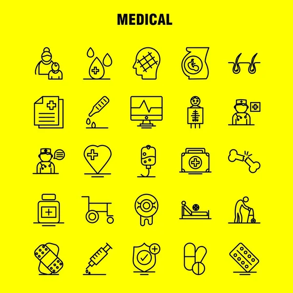 Set Iconos Línea Médica Para Infografías Kit Móvil Diseño Impresión — Vector de stock