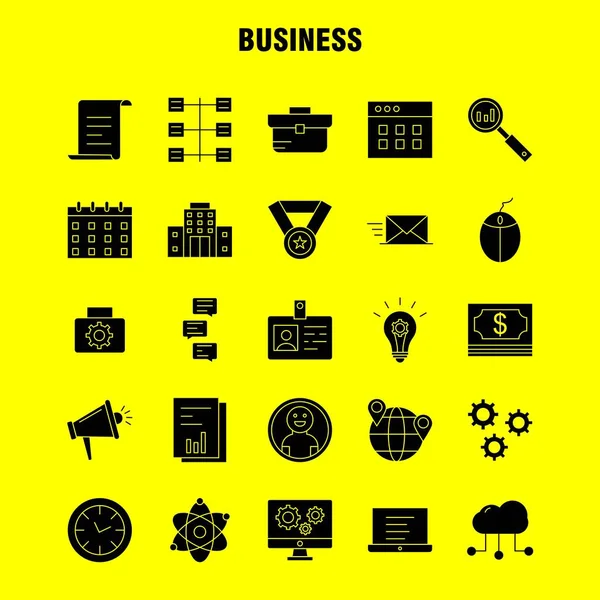 Business Solid Glyph Icon Para Web Print Mobile Kit Tais — Vetor de Stock