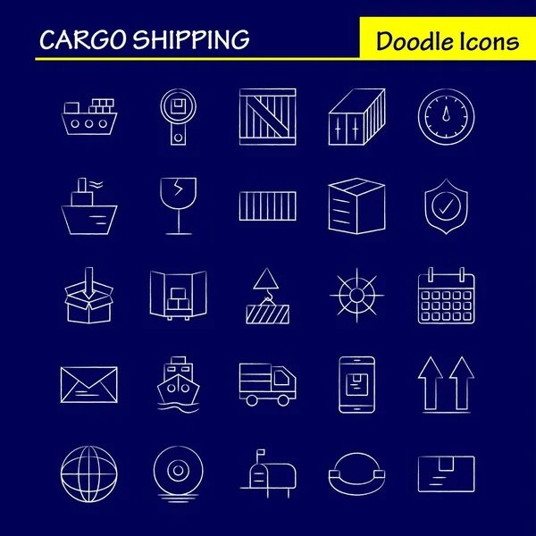 Cargo Shipping Hand Drawn Icon for Web, Print and Mobile UX/UI Kit. Such as: Shield, Cargo, Security, Delivery, Mobile, Cell, Cargo, Box, Pictogram Pack. - Vector