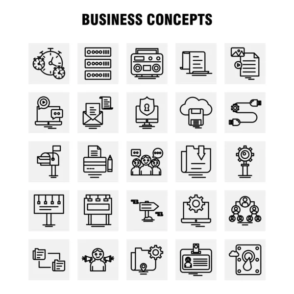 Icônes Ligne Concepts Affaires Réglées Pour Infographie Kit Mobile Conception — Image vectorielle