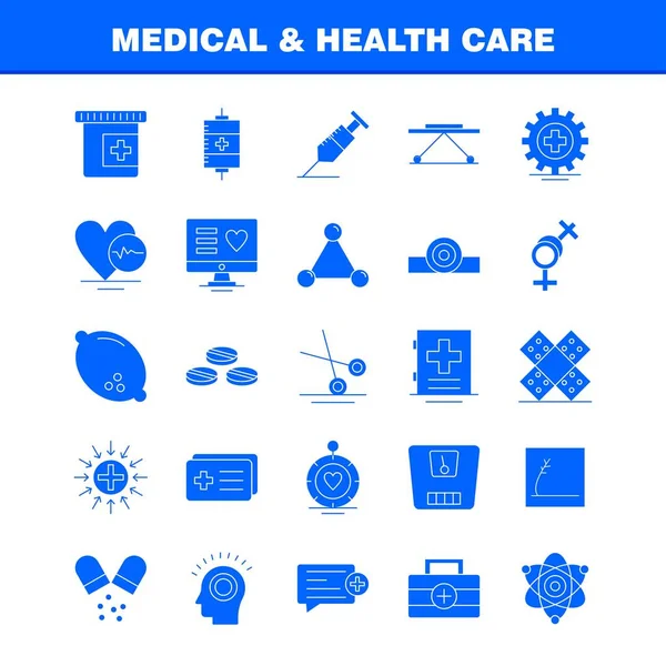 Icona Glifo Solido Uso Medico Sanitario Web Stampa Kit Mobile — Vettoriale Stock