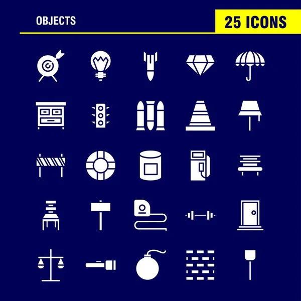Objetos Paquete Iconos Glifos Sólidos Para Diseñadores Desarrolladores Iconos Ojo — Vector de stock