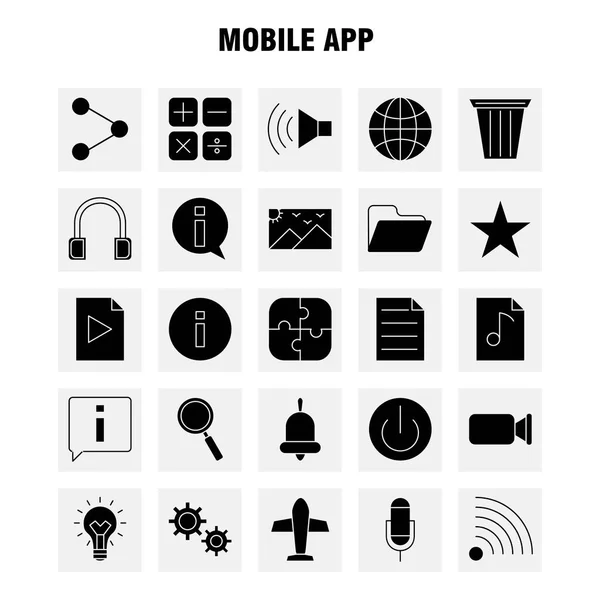 Icônes Glyphe Solide Multimédia Réglées Pour Infographie Kit Mobile Conception — Image vectorielle