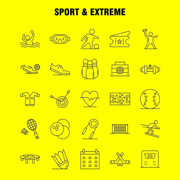 Sport And Extreme Line Icons Set For Infographics, Mobile UX/UI Kit And Print Design. Include: Football, Ball, Net, Sport, Football, Game, Sport, Football, Icon Set - Vector