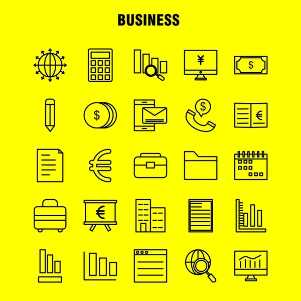 Business Line Icons Set Infographics Mobile Kit Print Design Include — Stock Vector