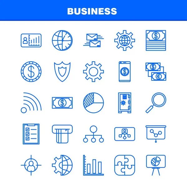 Business Line Icons Set Infografica Mobile Kit Design Stampa Includere — Vettoriale Stock