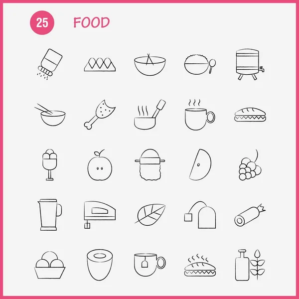 Conjunto Iconos Dibujados Mano Alimentos Para Infografías Equipo Móvil Diseño — Vector de stock