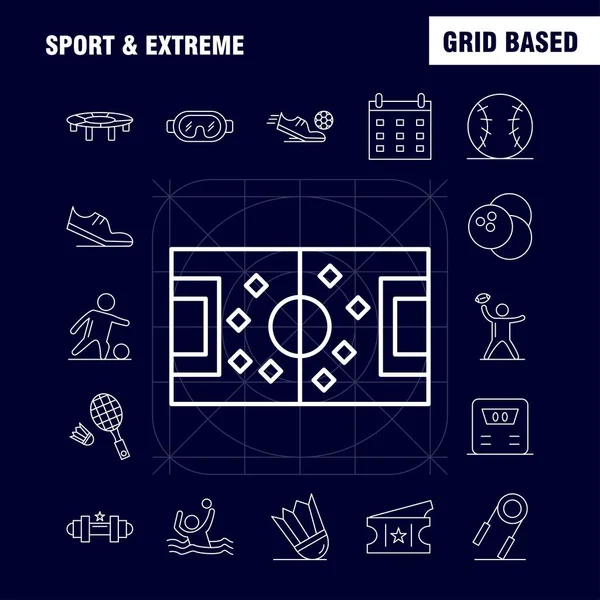 Sport And Extreme Line Icons Set For Infographics, Mobile UX/UI Kit And Print Design. Include: Football, Ball, Net, Sport, Football, Game, Sport, Football, Icon Set - Vector