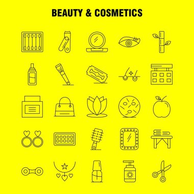 Güzellik ve kozmetik satırı Icons Set Infographics, mobil Ux/UI için Kit ve baskı tasarımı. Şunları içerir: Güzellik, tomurcukları, pamuk, makyaj, kadın, kozmetik, güzellik, aşk, Icon Set - vektör
