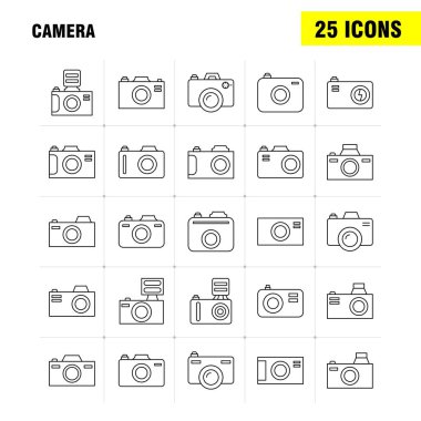 Kamera satırı simgesi Web, baskı ve mobil Ux/UI için Kit. Gibi: kamera, dijital, Dslr, fotoğraf, kamera, dijital, dijital SLR, Fotoğrafçılık, piktogram paketi. -Vektör