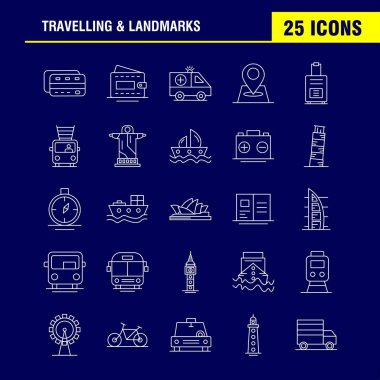 Seyahat ve yerler çizgi simgesi Web, baskı ve mobil Ux/UI için Kit. Gibi: kart, kredi, kredi kartı, para, cüzdan, para, para, piktogram paketi. -Vektör