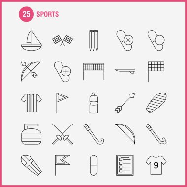 Spor çizgi simgesi Web, baskı ve mobil Ux/UI için Kit. Gibi: şişe, enerji, yeşil, içki, eskrim, spor, kılıç, enerji, piktogram paketi. -Vektör