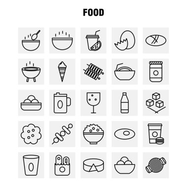 Gıda hattı Icons Set için Infographics, mobil Ux/UI Kit ve baskı tasarımı. Şunları içerir: İçecek, meyve suyu, yemek, yemek, kızartma, yemek, yemek, yemek, koleksiyon Modern Infographic Logo ve piktogram. -Vektör