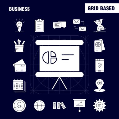 Web, baskı ve mobil Ux/UI için iş sağlam glif simge seti. Gibi: Noel, yer, harita, Star, Sms, sohbet, mesaj, Mail, piktogram paketi. -Vektör