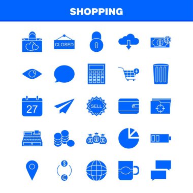 Web, baskı ve mobil Ux/UI için sağlam karakter simgesi alışveriş Kit. Gibi: Dünya, dünya, Internet, harita, bulut, ok, şafak, Download, piktogram paketi. -Vektör