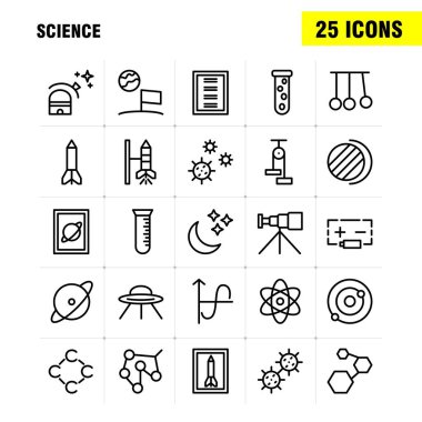 Bilim çizgi Icon Pack için tasarımcılar ve geliştiriciler. Kutsal kişilerin resmi denize indirmek, roket, yer, başlangıç, astronomi, güneş, sistem, bilim, vektör