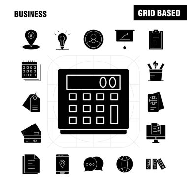 Web, baskı ve mobil Ux/UI için iş sağlam glif simge seti. Gibi: Noel, yer, harita, Star, Sms, sohbet, mesaj, Mail, piktogram paketi. -Vektör