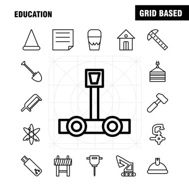 Eğitim hat simgelerini belirlemek için Infographics, mobil Ux/UI Kit ve baskı tasarımı. Dahil: Vinç, Lift, kaldırma, kanca, donanım, İngiliz anahtarı, araçlar, donanım, koleksiyon Modern Infographic Logo ve piktogram. -Vektör