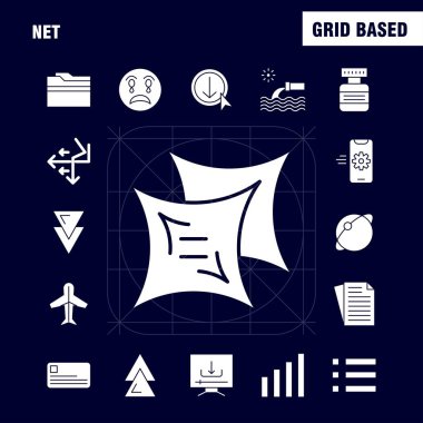 NET katı glif Icons Set Infographics, mobil Ux/UI için Kit ve