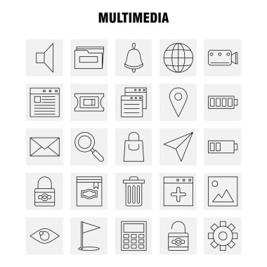 Multimedya satırı simgesi Web, baskı ve mobil Ux/UI için Kit. Gibi: tarayıcı, sayfa, Web, şablon, tarayıcı, sayfa, Web, şablon, piktogram paketi. -Vektör