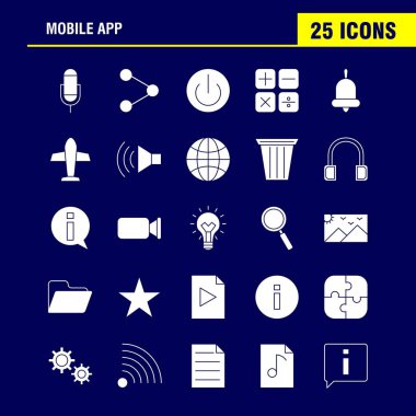 Multimedya katı glif Icons Set için Infographics, mobil Ux/UI Kit ve baskı tasarımı. Şunları içerir: Film, Film, rulo, kamera Roll, indirme, Download, Internet, Eps 10 - vektör