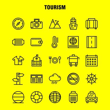 Turizm satır Icon Pack için tasarımcılar ve geliştiriciler. Sıcaklık termometre hava, Sigara, turizm, seyahat, yasaktır, simgelerin vektör