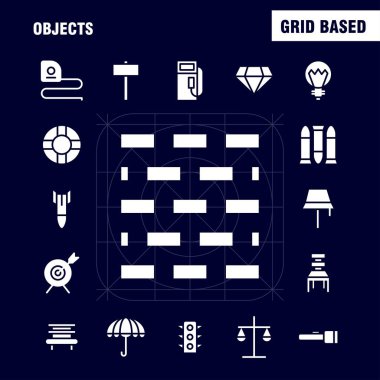 Nesneleri katı glif Icon Pack için tasarımcılar ve geliştiriciler. Boğalar göz, hedef, hedef, simgeleri nesne, ampul, fikir, ışık, vektör