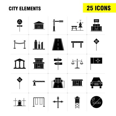 Şehir öğeleri katı glif Icons Set için Infographics, mobil Ux/UI Kit ve baskı tasarımı. Şunları içerir: Sessiz hoparlör, ses, sessiz, hoparlör, hoparlör, ses, medya, Eps 10 - vektör