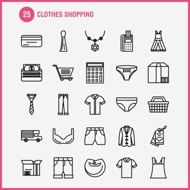 Giyim hattı simgeler alışveriş ayarla için Infographics, mobil Ux/UI Kit ve baskı tasarımı. Şunları içerir: Kemer, kemer, tutarak bezler, deri kemer, kredi kartı, Eps 10 - vektör