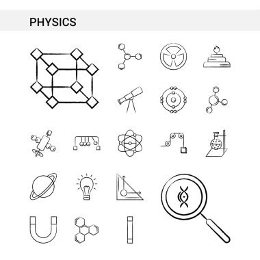 Stil, beyaz arka plan üzerinde izole çekilmiş Icon set el fizik. -Vektör