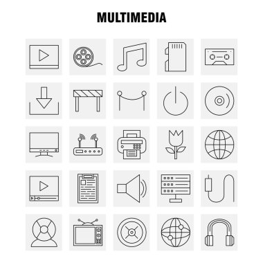 Multimedya satırı simgesi Web, baskı ve mobil Ux/UI için Kit. Gibi: Off, Tarih, güç, başlangıç, geçiş, çiçek, çiçek, botanik, piktogram paketi. -Vektör