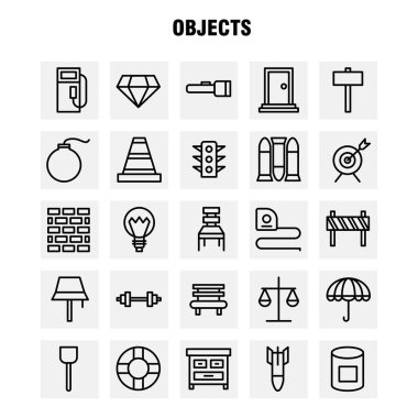 Nesneleri satır Icon Pack için tasarımcılar ve geliştiriciler. Boğalar göz, hedef, hedef, simgeleri nesne, ampul, fikir, ışık, vektör