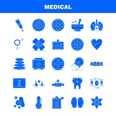 Tıbbi katı glif Icons Set için Infographics, mobil Ux/UI Kit ve baskı tasarımı. Şunları içerir: Hastane, tıbbi, tarayıcı, istatistik, taş, Spa, sağlık, maske, Eps 10 - vektör