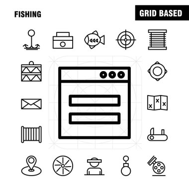 Balıkçılık satır Icon Pack için tasarımcılar ve geliştiriciler. Tekerlek, dişli, daire, Reel, balık, balıkçılık, Balıkçılık Reel, simgeler vektör
