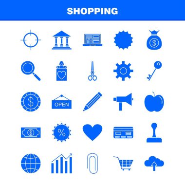 Web, baskı ve mobil Ux/UI için sağlam karakter simgesi alışveriş Kit. Örneğin: iş, finans, büyüme, grafik, iş, dolar, Ekonomi, hedef, piktogram paketi. -Vektör