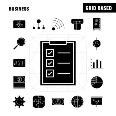 İş sağlam glif Icons Set için Infographics, mobil Ux/UI Kit ve baskı tasarımı. Şunları içerir: Internet, Küre, genel, iletişim, fare, bilgisayar, aygıt, işaretçi, Eps 10 - vektör