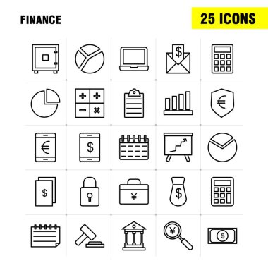 Finans satır Icons Set Infographics, mobil Ux/UI için Kit ve baskı tasarımı. Şunları içerir: Dolar, para, para, çiçek, satış, bulut, indirim, Satılık koleksiyonu Modern Infographic Logo ve piktogram. -Vektör
