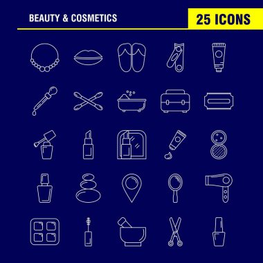 Güzellik ve kozmetik satır simgesi Web, baskı ve mobil Ux/UI için Kit. Gibi: mücevher, kolye, hediye, dudaklar, kozmetik, ağız, güzellik, giyim, piktogram paketi. -Vektör