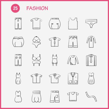 Moda el çekilmiş Icons Set için Infographics, mobil Ux/UI Kit ve baskı tasarımı. Şunları içerir: Saç kurutma makinesi, Kuaför, saç, makyaj, üst, giysiler, koleksiyon Modern Infographic Logo ve piktogram. -Vektör