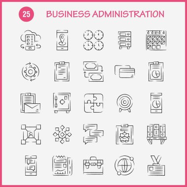 İş el çekilmiş Icon Pack için tasarımcılar ve geliştiriciler. Oyun, Bulmaca, iş, iş, dişli, dişli, en iyi duruma getirme, cep, simgelerin vektör