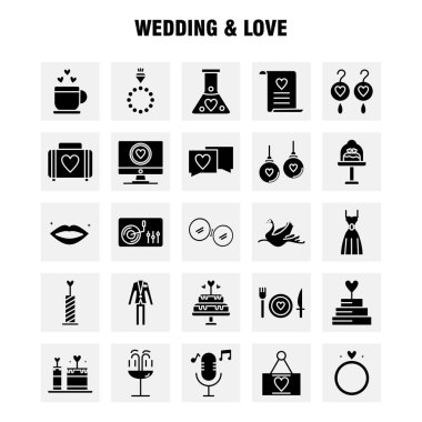 Düğün ve sevgi sağlam karakteri simgeler için Infographics, cep ayarla 