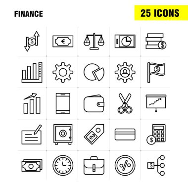 Finans satır Icons Set Infographics, mobil Ux/UI için Kit ve baskı tasarımı. Şunları içerir: pasta grafik, grafik, iş, tanıtım, çan, zil, yüzük, koleksiyon Modern Infographic Logo ve piktogram. -Vektör