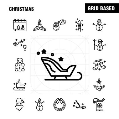 Noel çizgi Icons Set için Infographics, mobil Ux/UI Kit ve baskı tasarımı. Şunlardır: Noel Baba, Noel Baba, Noel, Winters, Noel Baba, Noel Baba, koleksiyonu Modern Infographic Logo ve piktogram. -Vektör